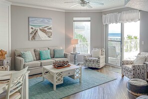 TV - Beautifully decorated oceanfront condo with resort pool, & huge walk-in showers (Santa Rosa Beach)