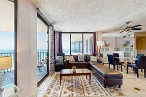 TV, DVD player, offices - Sunbird 1107E | Snowbird-friendly condo in Panama City Beach with shared pool (Panama City Beach)