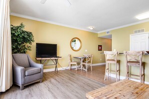 TV, offices - Gulf-front condo on the 16th floor w/ pools, hot tubs & seasonal beach service (Panama City Beach)