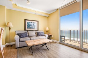 TV, offices - Gulf-front condo on the 16th floor w/ pools, hot tubs & seasonal beach service (Panama City Beach)