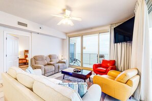 TV, DVD player, offices - Gulf-front getaway with pools, hot tub & central AC (Panama City Beach)