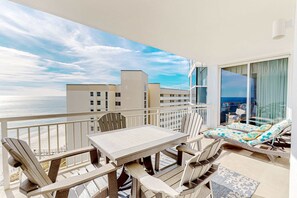 Outdoor dining - Gulf-front condo with pools, hot tub, beach access & views (Perdido Key)