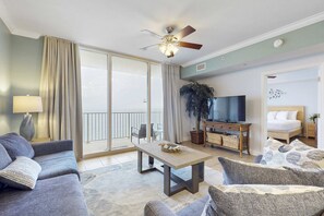 TV, offices - Gulf-front, 25th-floor condo with WiFi & on-site pools, hot tubs, gym, game room (Panama City Beach)