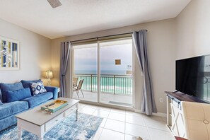 TV, offices - Gulf-front condo with free beach service, balcony & pool (Panama City Beach)