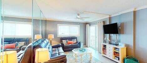 Televisión, reproductor de DVD y oficina