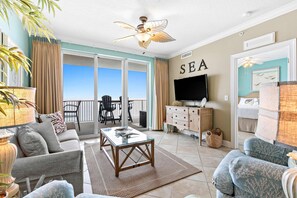 TV, offices - 16-floor beachfront condo with amazing views, indoor/outdoor pools, & hot tub (Panama City Beach)