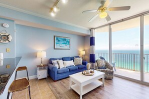 TV, offices - Serene condo w/ panoramic gulf-front views, pools & hot tubs Walk to Pier Park (Panama City Beach)