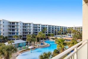 Pool - Elegant oceanfront condo with Gulf views, central AC, and shared pool & hot tub (Fort Walton Beach)
