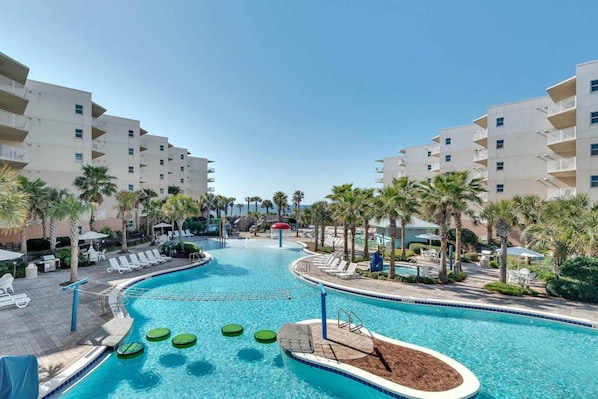 Pool - Inviting, Spacious Condo On Okaloosa Island Playground, 2 Hot Tubs (Fort Walton Beach)