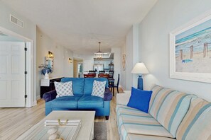 TV, offices - Gulf-front condo with high-speed WiFi, pools, hot tubs & beach access (Panama City Beach)