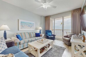 TV, offices - Gulf-front condo with high-speed WiFi, pools, hot tubs & beach access (Panama City Beach)