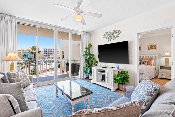 TV, DVD player, offices - 2nd Floor Picture-Perfect Condo On Okaloosa Island Waterfall, Lazy River (Fort Walton Beach)