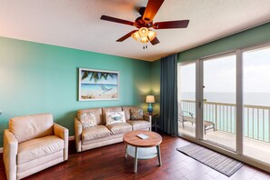 TV, DVD player, offices - Beachfront, seafoam sanctuary with furnished balcony, pools, & gym (Panama City Beach)