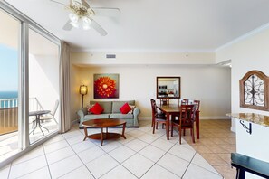 Dining - Gulf-front getaway with water views, pools, hot tub, fast WiFi, & central AC (Panama City Beach)