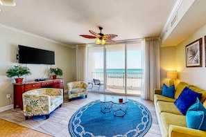 TV, offices - Picture-perfect Gulf front condo with gym, pools, hot tub & sauna (Panama City Beach)