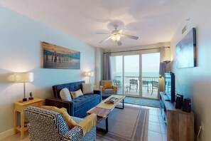 TV, DVD player, offices - Delightful, Gulf-front condo with pools, gym & hot tub (Panama City Beach)