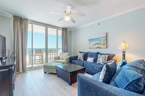 TV, DVD player, offices - Beach-Chic Condo On Okaloosa Island Waterfall, Lazy River (Fort Walton Beach)
