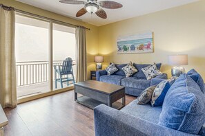 TV, offices - Fifth-floor oceanfront condo with high-speed WiFi, Gulf view, Pools & Hot tub (Panama City Beach)