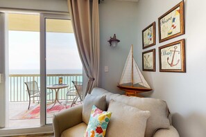 TV, DVD player, offices - Coastal condo with panoramic views, beach boardwalk, & pool/hot tub (Panama City Beach)