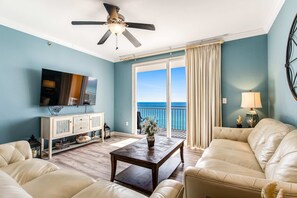 TV, offices - Oceanfront condo with ocean view, pool & hot tub, fast WiFi, and W/D (Panama City Beach)