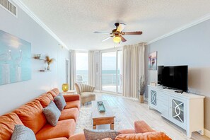 TV, offices - Oceanfront condo with pools, hot tub, tennis & gym - easy beach access (Pensacola)
