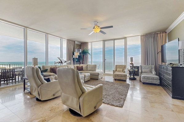 TV, offices - Elegant, Gulf-Front Condo w/ Large Balcony, Beach Access & Shared Pool/Gym (Perdido Key)