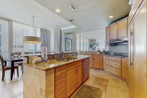 Fridge, microwave, oven, stovetop - Elegant, Gulf-Front Condo w/ Large Balcony, Beach Access & Shared Pool/Gym (Perdido Key)