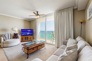 TV, offices - Unforgettable condo with Gulf-front view, pools & hot tubs- minutes to Pier Park (Panama City Beach)