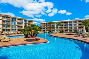 Pool - Gorgeous condo with lagoon pool, hot tub, beach access & pickleball court (Seacrest)