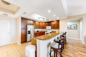 Fridge, microwave, oven, stovetop - Resort Condo w/ Screened Porch & Shared Pools, Hot Tubs, Beach Club, Golf, Gym (Perdido Key)