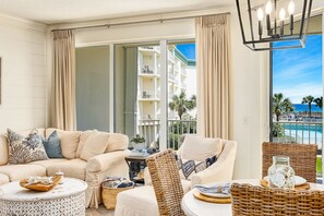 TV - Chic first-floor condo with Gulf & pool view & pickleball - steps to beach (Santa Rosa Beach)