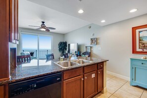 Fridge, microwave, oven, stovetop - Beachfront condo with incredible views, pool, hot tub & fitness center (Panama City Beach)