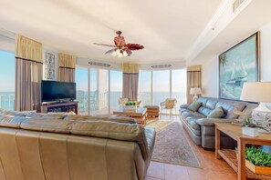 TV, offices - Spacious high-rise condo with stunning beachfront views, pools & hot tubs (Panama City Beach)
