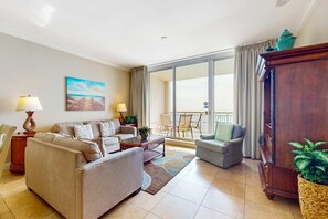TV, DVD player, offices - Gulf-front condo with views, pools, a hot tub, and tennis (Perdido Key)