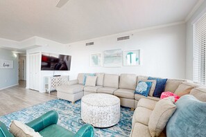 TV, offices - Ground floor beachfront condo with shared pool and beach access (Santa Rosa Beach)