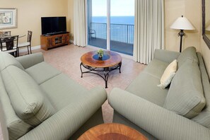 TV, offices - Gulf-front condo w/ 2 lagoon pools, hot tubs, beach service & fitness center (Panama City Beach)