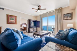 TV, offices - Spacious Gulf front condo w/shared hot tub, pools, gym - close to dining (Panama City Beach)