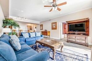 TV, offices - Spacious Gulf front condo w/shared hot tub, pools, gym - close to dining (Panama City Beach)