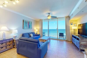 TV, offices - Gulf-front master on the 2nd floor No elevators needed from garage walkover (Panama City Beach)