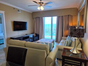 TV, DVD player, offices - Welcoming 'At Home' Condo On Okaloosa Island Waterfall, Lazy River (Fort Walton Beach)