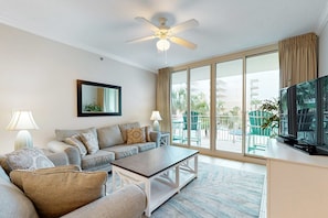 TV, DVD player, offices - Second floor bright & Spacious condo with resort amenities, ocean views, & W/D (Fort Walton Beach)