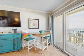 Dining - Lovely beachfront condo with water views from private balcony + shared pool (Miramar Beach)