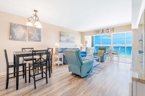 TV, offices - Sunny, Gulf-front beach condo with central AC & a pool (Gulf Shores)