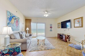 TV, DVD player, offices - Beachfront, corner condo w a furnished balcony, shared pool, & grilling area (Gulf Shores)