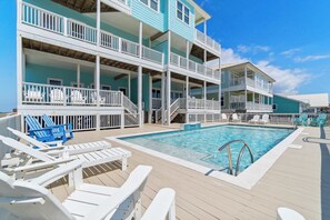 Pool - Completely renovated oceanfront home with shared outdoor pool, views, & balcony (Fort Morgan)