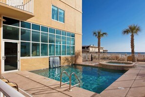 Pool - Beachfront condo w spacious layout, swim-through outdoor indoor pool & hot tub (Gulf Shores)