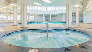 An indoor swimming pool with clear water, a no diving sign, and a 3ft depth marker. - Condo Steps from the Sand with Balcony, Resort Pools, Central AC, & WiFi (Fort Morgan)
