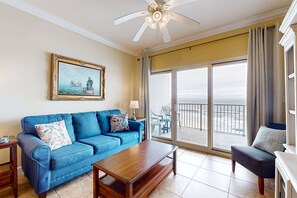 TV, DVD player, offices - Gulf front condo w swim-through outdoor & indoor pool, hot tub, and sauna (Gulf Shores)