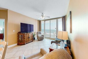 TV, DVD player - Gulf-Front Condo w/ Shaded Balcony, AC, WiFi & Shared Pools/Hot Tubs/Gym (Gulf Shores)