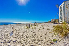 On the beach - Ocean-view condo with pool access, outdoor seating, central AC & WiFi (Gulf Shores)
